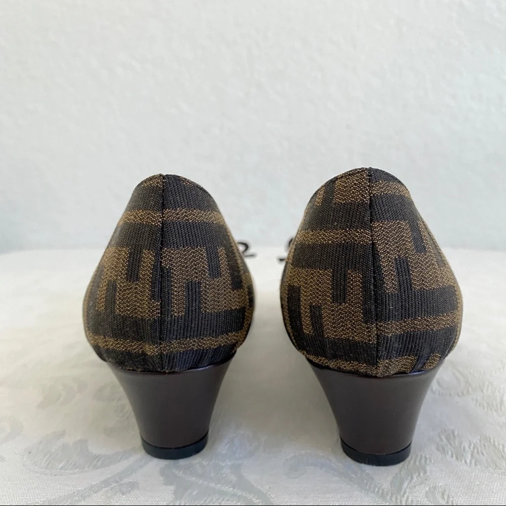 fendi zucca bow wedge